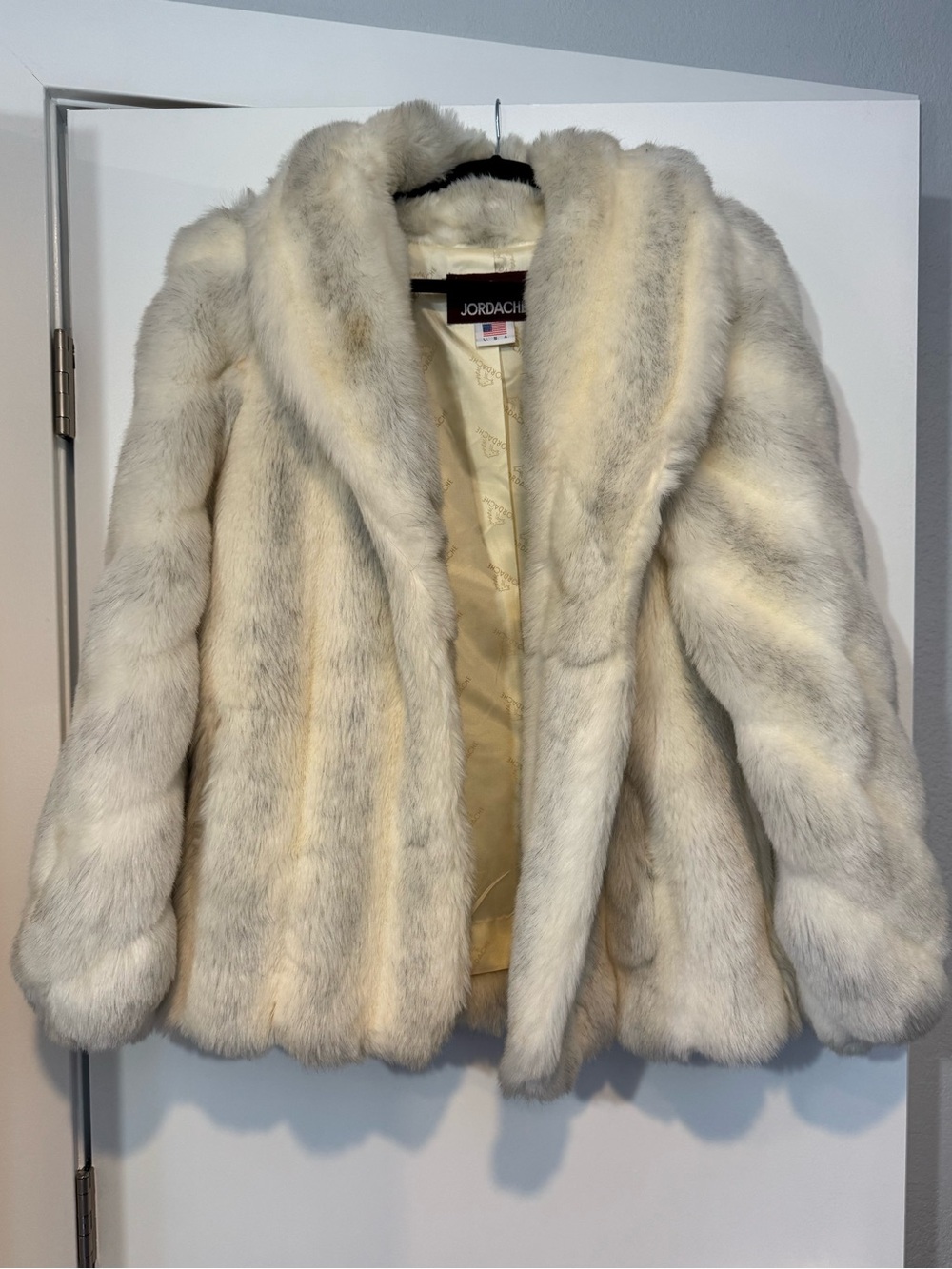 Vintage 80s Jordache Faux Fur Shawl Collar Winter Coat - Made in USA AMAZING